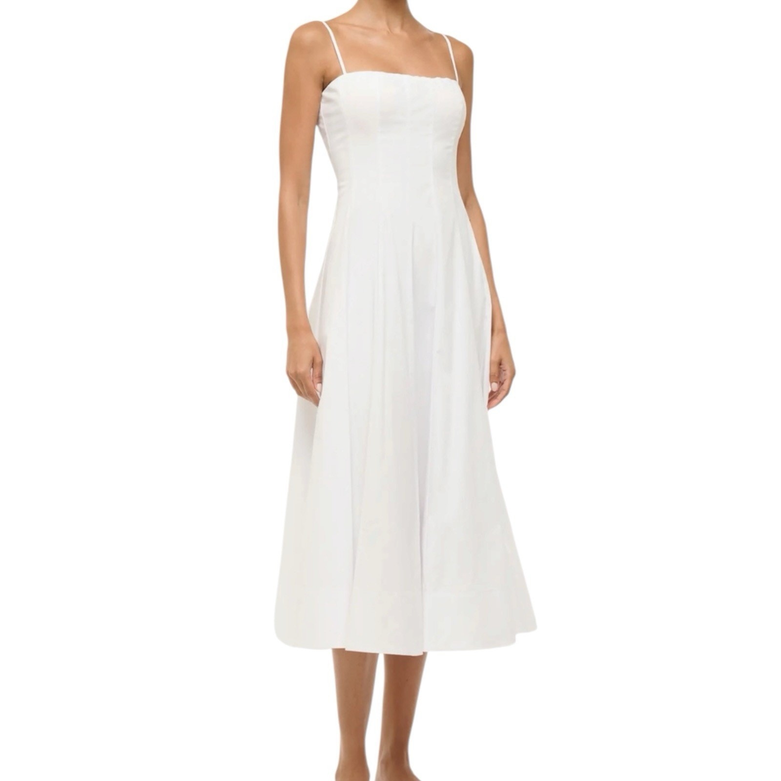 Staud Wylie Midi Fit & Flare Dress White Size 6